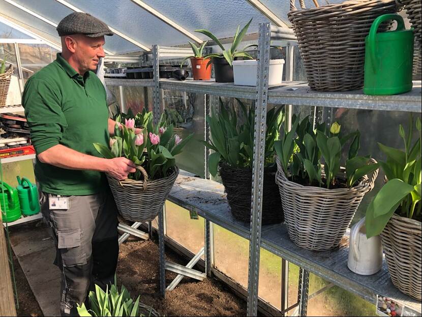 Afbeelding arbeidstoeleider groen programma Gerard in een kas